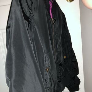 Black with pink inside bomber jacket